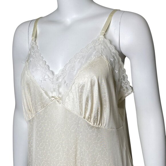 Vintage Liza Lawrence Nylon Lace Trim Full Slip Womens Size 22 Ivory Made in USA - Picture 3 of 7